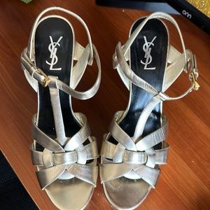 YSL Metallic Gold Tribute lower heel